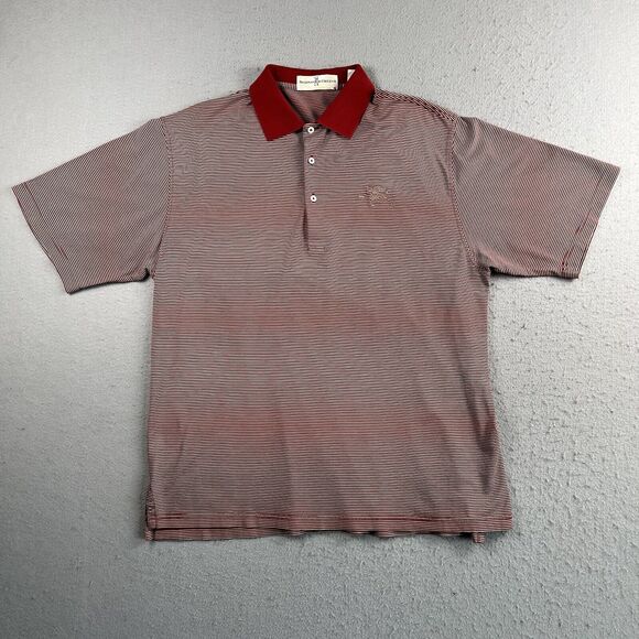 Fairway & Greene Red White Striped Albany Country Club Collared Polo Shirt L - Picture 1 of 16